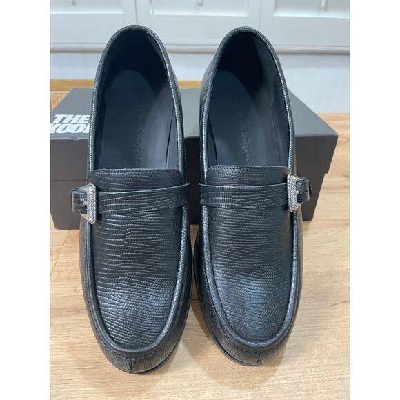 The Kooples Men's Black Leather Loafers Size 9.5 US 43 FR NIB Lizard Texture - Picture 5 of 13